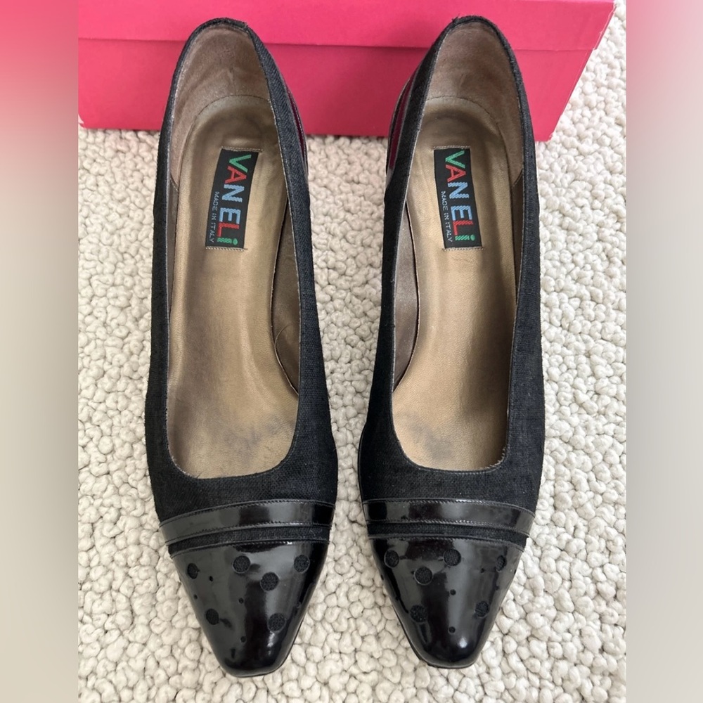 Vintage Vaneli Fabric/Patent Leather Heels - Size 10